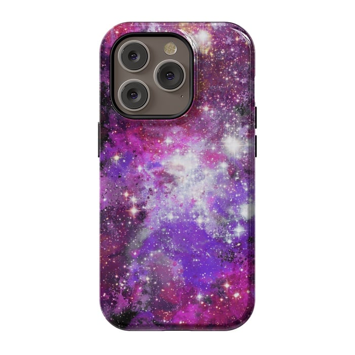iPhone 14 Pro StrongFit Purple violet starry galaxy by Oana 