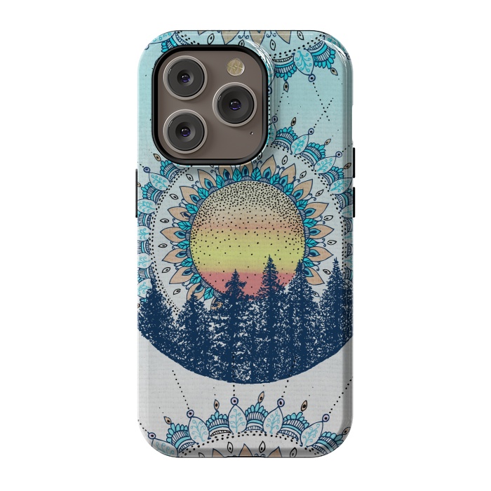iPhone 14 Pro StrongFit Sunrise Mandala Forest by Rose Halsey