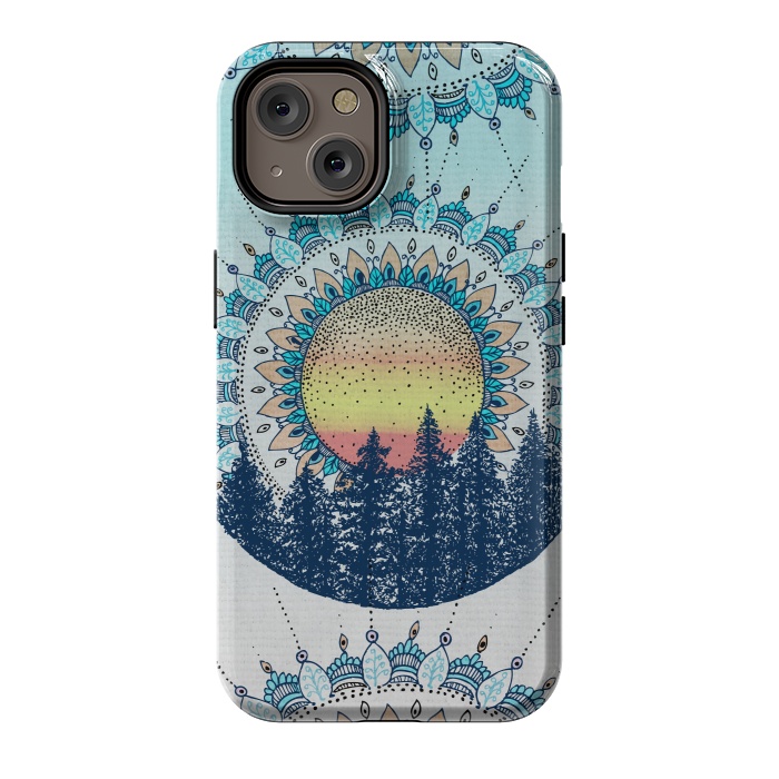 iPhone 14 StrongFit Sunrise Mandala Forest by Rose Halsey