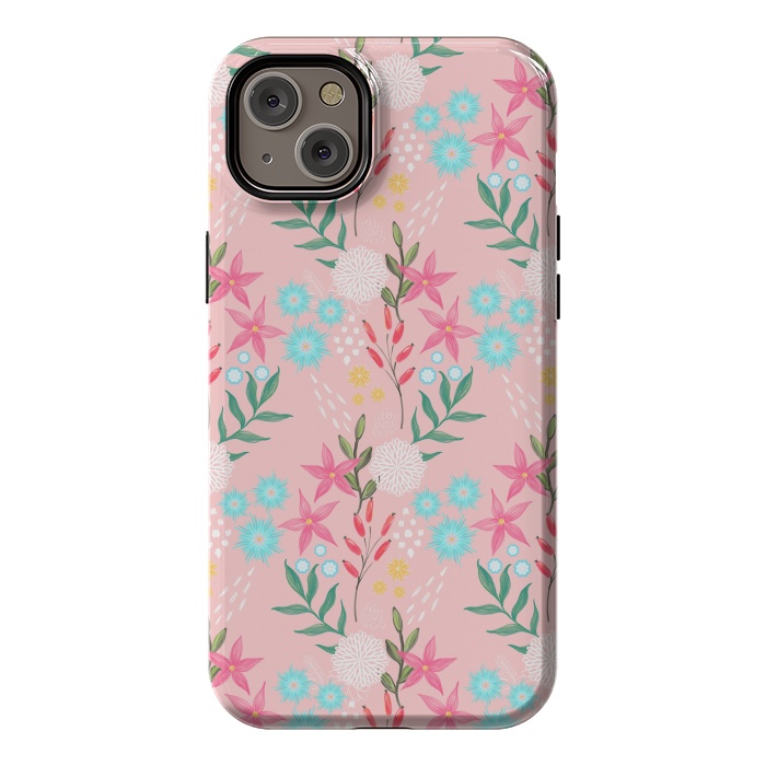 iPhone 14 Plus StrongFit Cute Pink Flowers Creative Art Pattern by InovArts