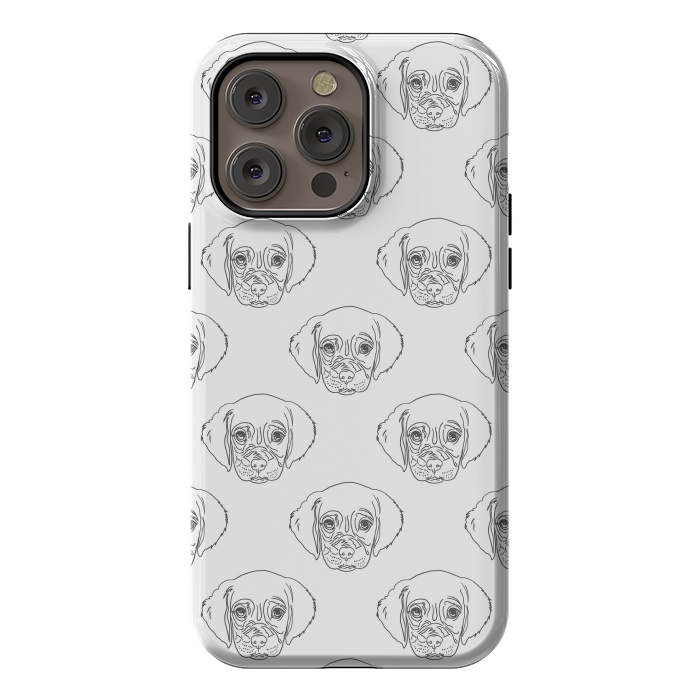 iPhone 14 Pro max StrongFit Cute Gray Puppy Dog Hand Drawn Strokes Pattern by InovArts