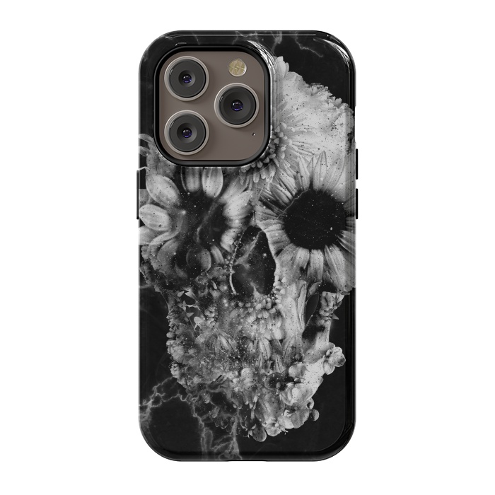 iPhone 14 Pro StrongFit Floral Skull Marble by Ali Gulec