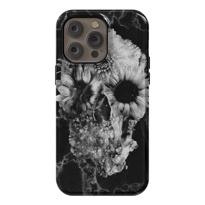 iPhone 14 Pro max StrongFit Floral Skull Marble by Ali Gulec