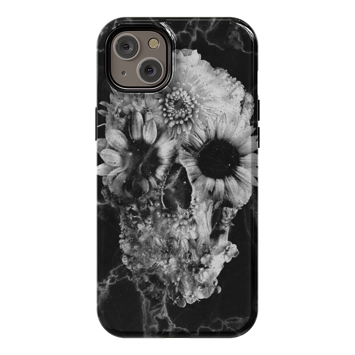 iPhone 14 Plus StrongFit Floral Skull Marble by Ali Gulec