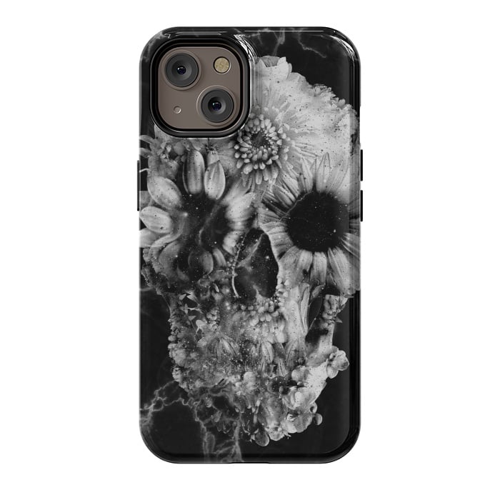 iPhone 14 StrongFit Floral Skull Marble by Ali Gulec