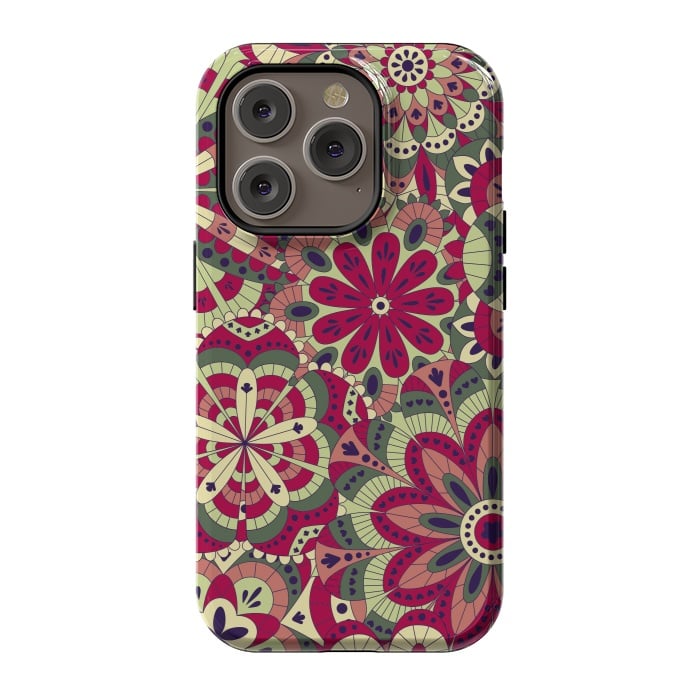 iPhone 14 Pro StrongFit Floral Made with Many Mandalas by ArtsCase