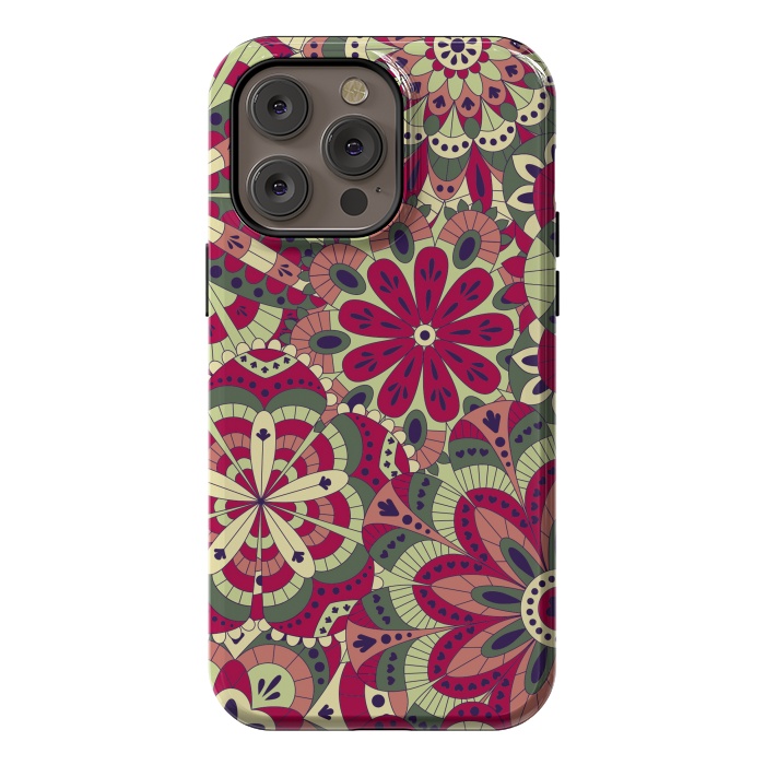 iPhone 14 Pro max StrongFit Floral Made with Many Mandalas by ArtsCase