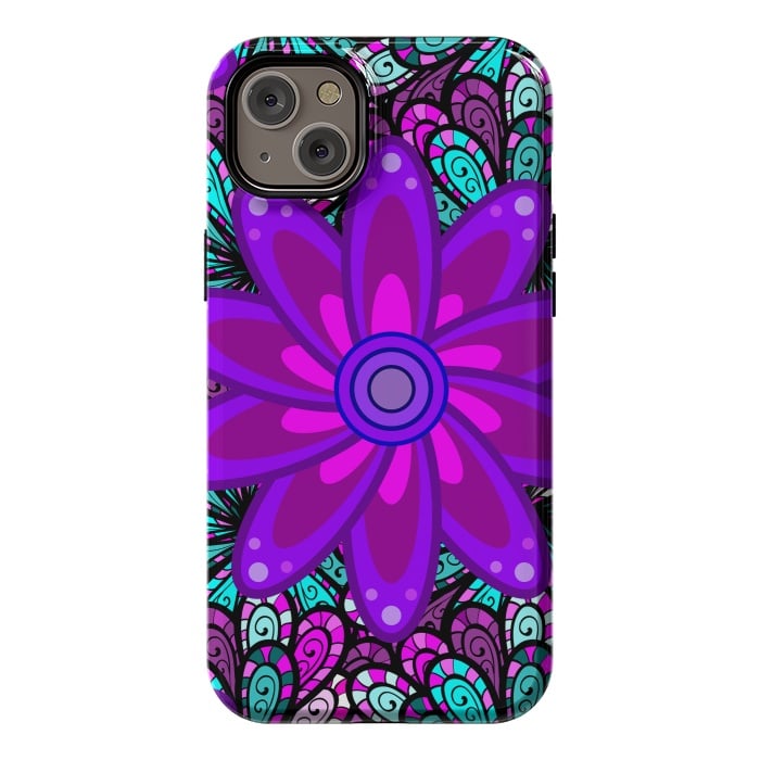 iPhone 14 Plus StrongFit Mandala in Purple and Aquamarine by ArtsCase
