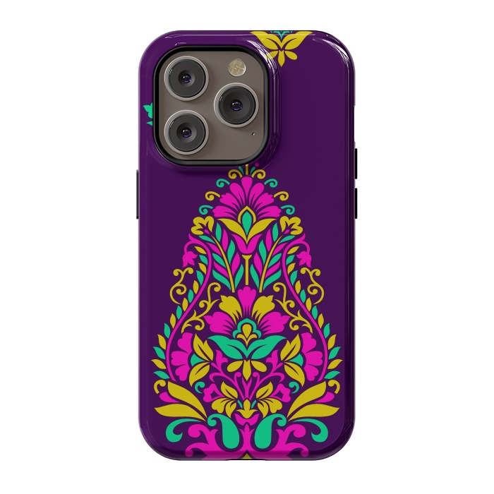 iPhone 14 Pro StrongFit Purple Ethnic Mandalas by ArtsCase