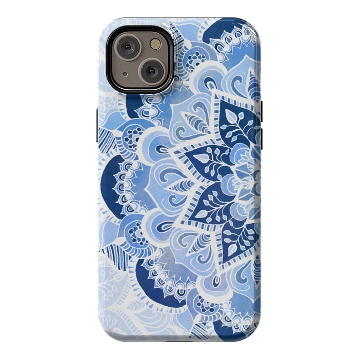 iPhone 14 Plus StrongFit Blue Lace Mandala by Tangerine-Tane
