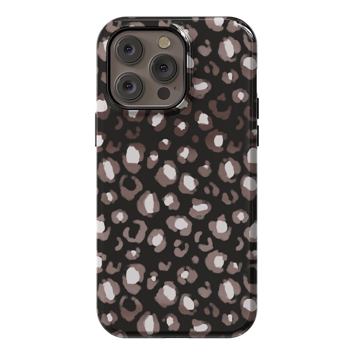 iPhone 14 Pro max StrongFit Brown leopard spots pattern by Oana 