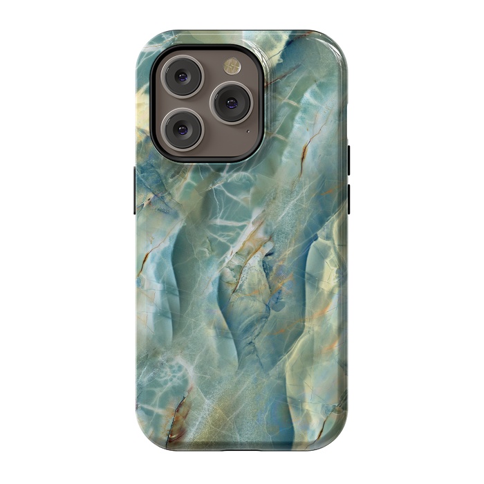 iPhone 14 Pro StrongFit Green Marble Design by ArtsCase
