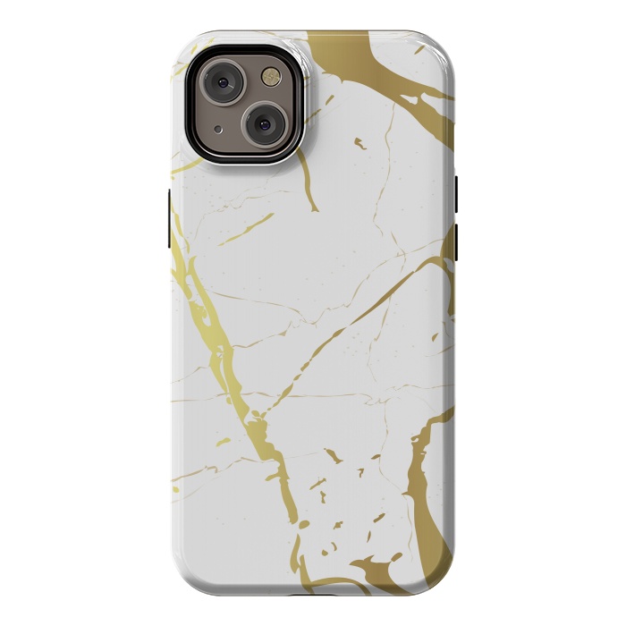 iPhone 14 Plus StrongFit Marble Design With Gold Lines by ArtsCase
