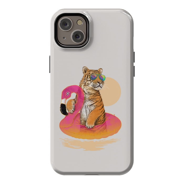iPhone 14 Plus StrongFit Chillin Flamingo Tiger by 38 Sunsets