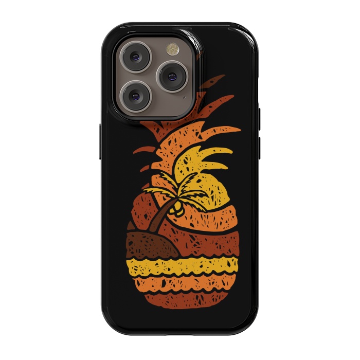 iPhone 14 Pro StrongFit Pineapple and Beach by Afif Quilimo