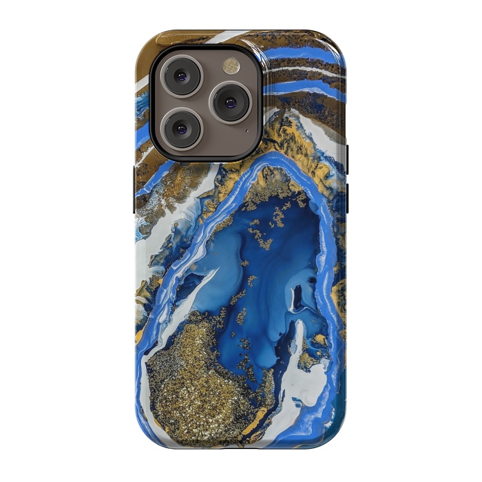 iPhone 14 Pro StrongFit Gold and blue geode  by Winston