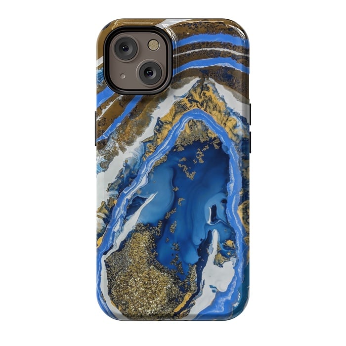 iPhone 14 StrongFit Gold and blue geode  by Winston