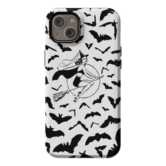 iPhone 14 Plus StrongFit Witch and flying bats vintage illustration by Oana 