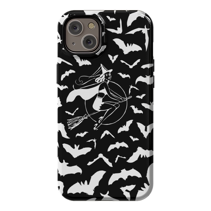 iPhone 14 Plus StrongFit Pin-up witch and flying bats pattern by Oana 