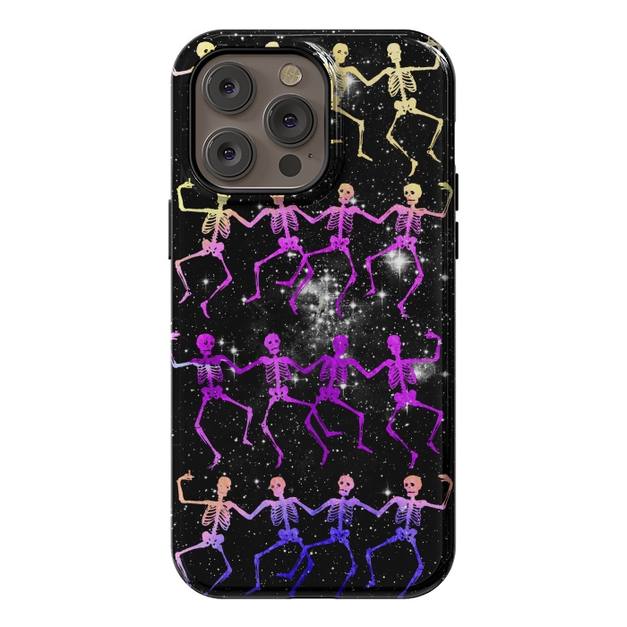 iPhone 14 Pro max StrongFit Neon gradient dancing skeletons Halloween by Oana 