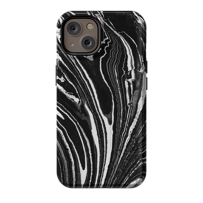 iPhone 14 StrongFit Dark minimal marble stripes art by Oana 