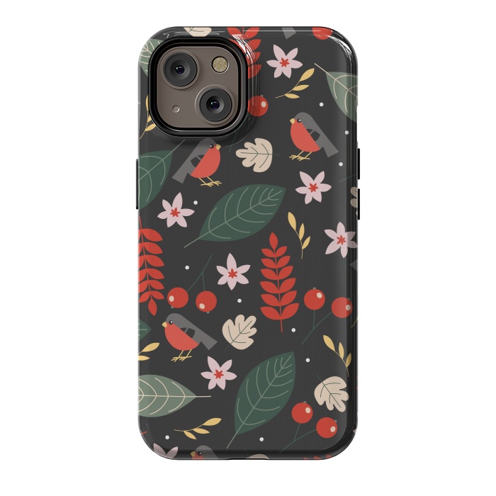 iPhone 14 StrongFit Cute Bullfinches in Christmas by ArtsCase