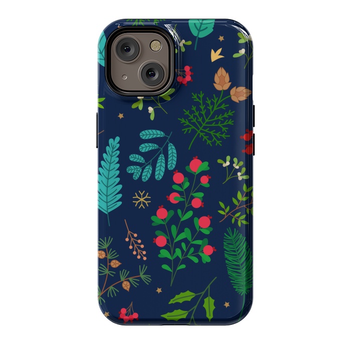 iPhone 14 StrongFit Holiday Christmas with Branches Mistletoe and Berries by ArtsCase