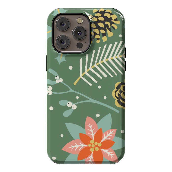 iPhone 14 Pro max StrongFit Tradicional Pattern in Christmas Mistletoe by ArtsCase