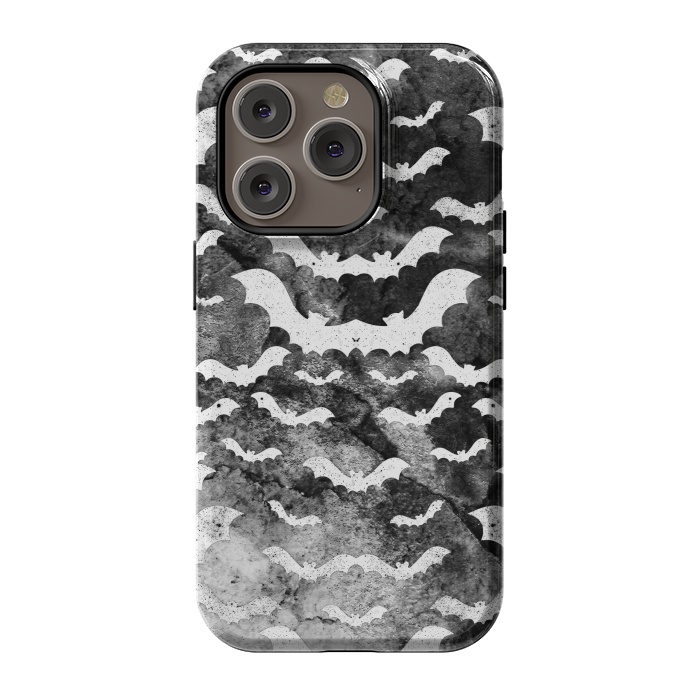iPhone 14 Pro StrongFit White star dust bats on monochrome marble sky by Oana 