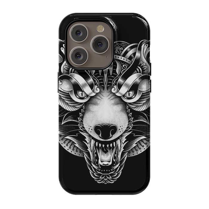 iPhone 14 Pro StrongFit Angry Wolf Ornate by Afif Quilimo