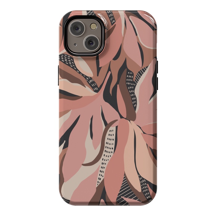 iPhone 14 Plus StrongFit Abstract pink leaves I by Mmartabc