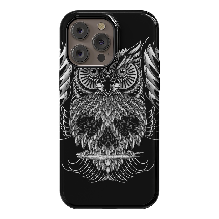 iPhone 14 Pro max StrongFit Owl Skull Ornate (Dark) by Afif Quilimo