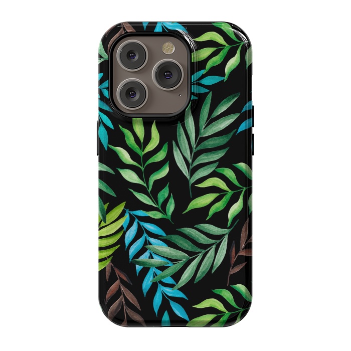 iPhone 14 Pro StrongFit Tropical leaves by Julia Badeeva