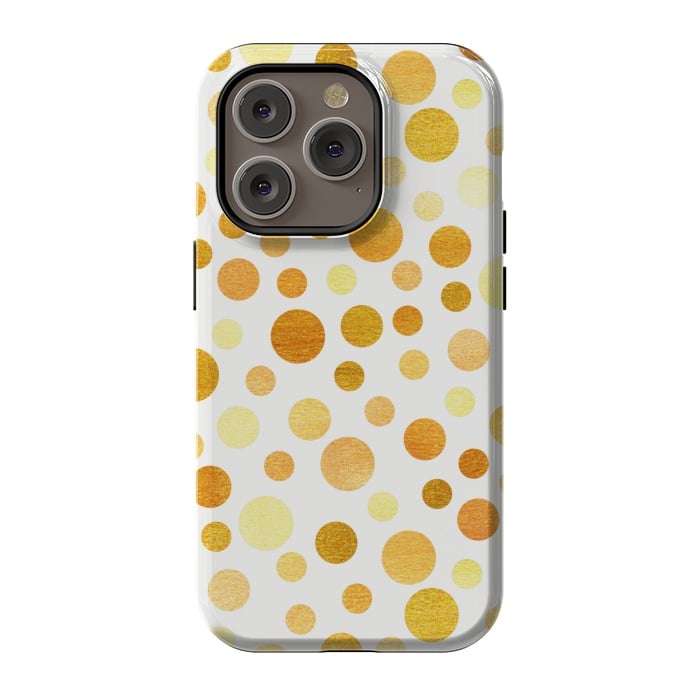 iPhone 14 Pro StrongFit Gold Polka Dots  by Tigatiga