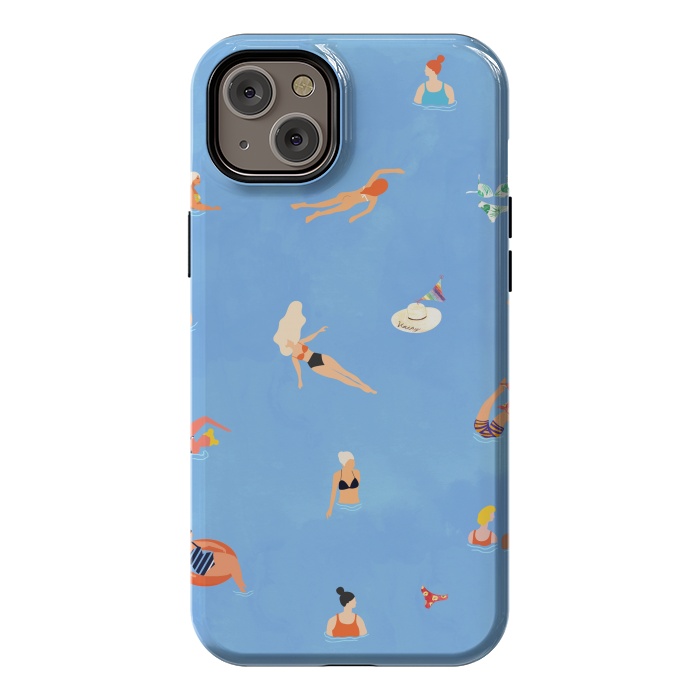 iPhone 14 Plus StrongFit Summer Weekend in The Ocean Watercolor Swim Painting | Travel People Chic Eclectic Boho Fun by Uma Prabhakar Gokhale