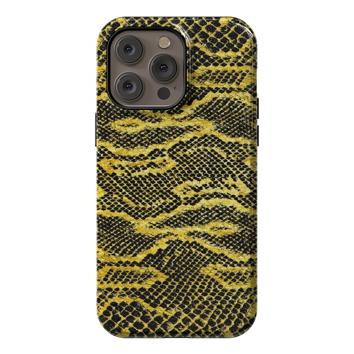 iPhone 14 Pro max StrongFit Black and Gold Snake Skin II by Art Design Works