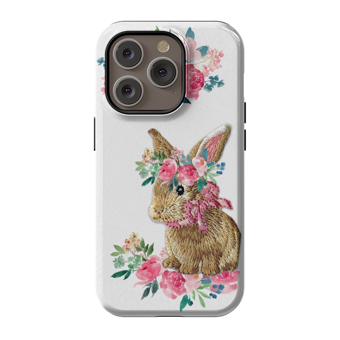 iPhone 14 Pro StrongFit Flower Friends Bunny Lace by Monika Strigel