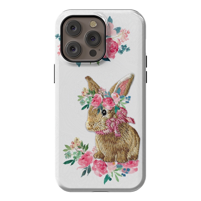 iPhone 14 Pro max StrongFit Flower Friends Bunny Lace by Monika Strigel