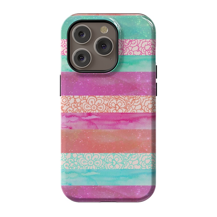 iPhone 14 Pro StrongFit Tropical Stripes by Tangerine-Tane