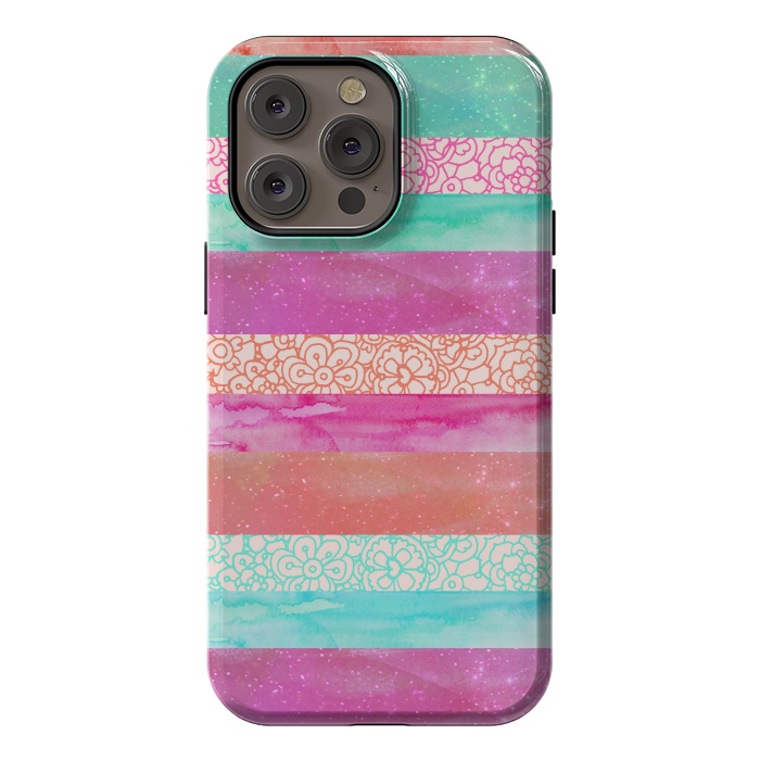 iPhone 14 Pro max StrongFit Tropical Stripes by Tangerine-Tane