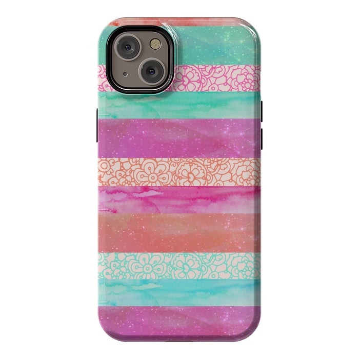 iPhone 14 Plus StrongFit Tropical Stripes by Tangerine-Tane