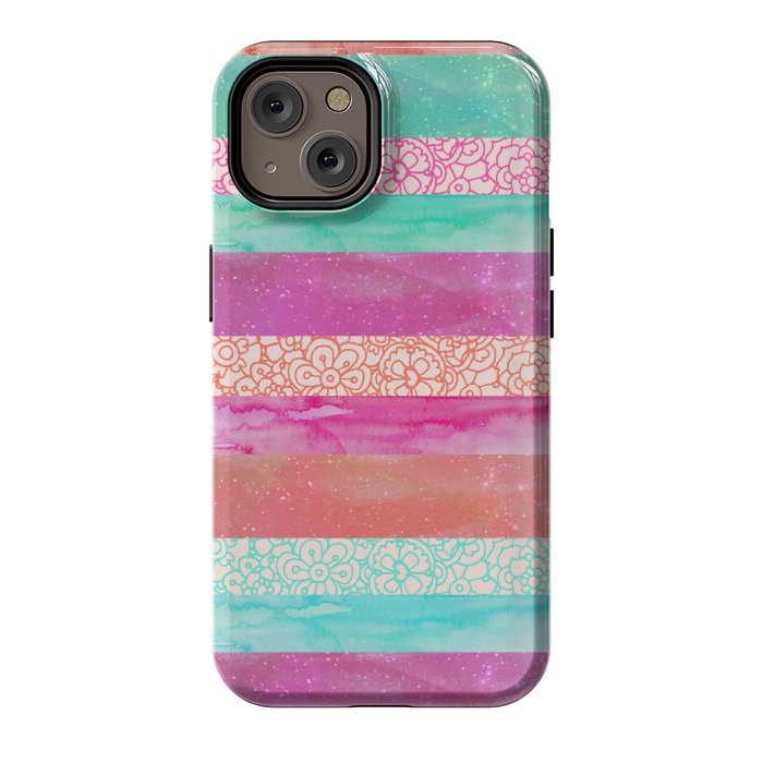 iPhone 14 StrongFit Tropical Stripes by Tangerine-Tane