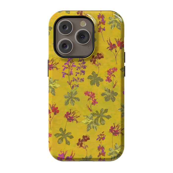 iPhone 14 Pro StrongFit Cottage Garden Floral Yellow by Lotti Brown