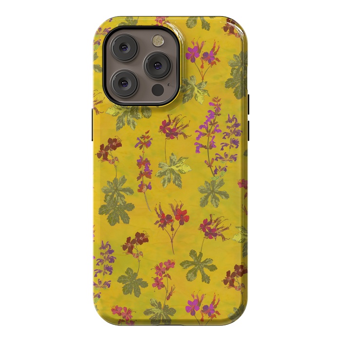 iPhone 14 Pro max StrongFit Cottage Garden Floral Yellow by Lotti Brown