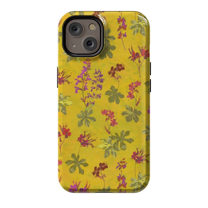 iPhone 14 StrongFit Cottage Garden Floral Yellow by Lotti Brown