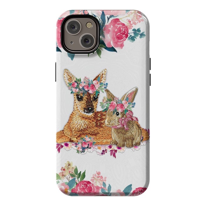iPhone 14 Plus StrongFit Flower Friends Fawn Bunny Lace by Monika Strigel