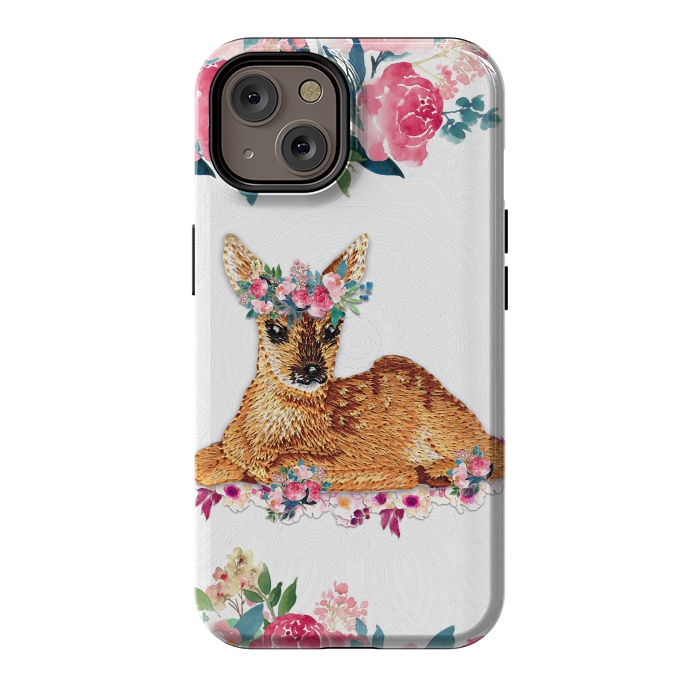 iPhone 14 StrongFit Flower Friends Fawn Lace by Monika Strigel