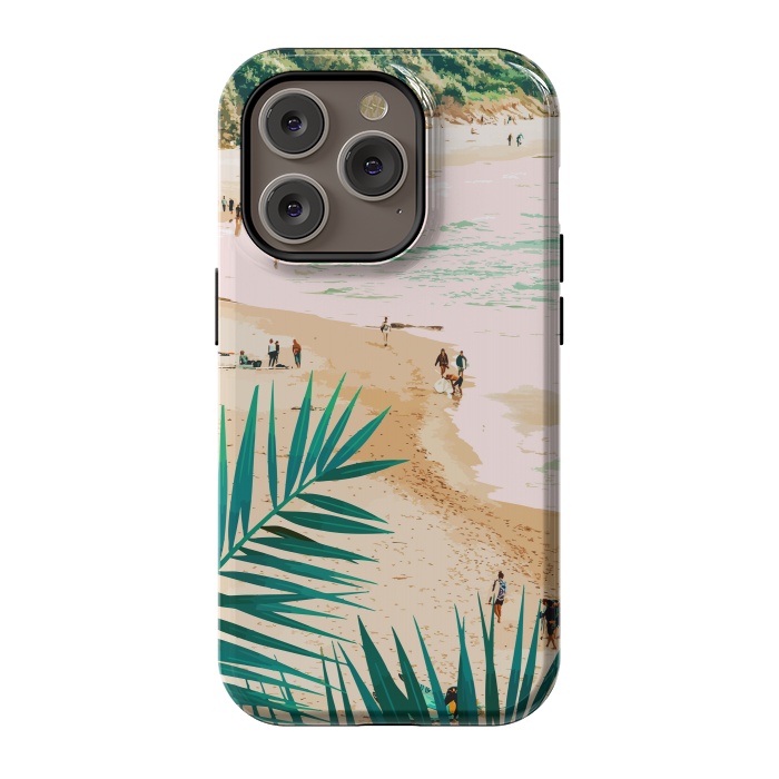 iPhone 14 Pro StrongFit Beach Weekend | Pastel Ocean Sea Tropical Travel | Scenic Sand Palm People Boho Vacation by Uma Prabhakar Gokhale