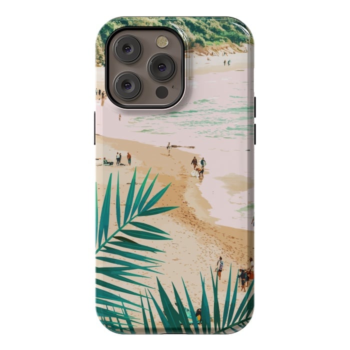 iPhone 14 Pro max StrongFit Beach Weekend | Pastel Ocean Sea Tropical Travel | Scenic Sand Palm People Boho Vacation by Uma Prabhakar Gokhale