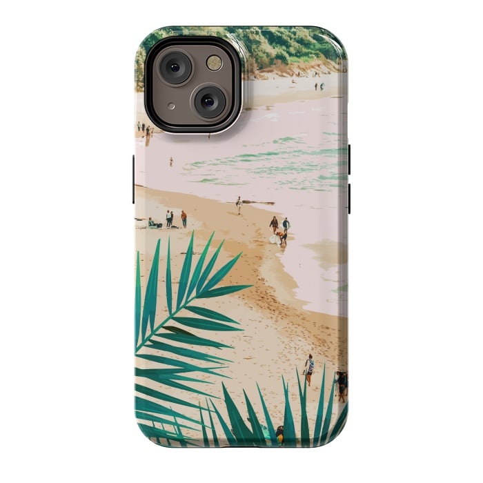 iPhone 14 StrongFit Beach Weekend | Pastel Ocean Sea Tropical Travel | Scenic Sand Palm People Boho Vacation by Uma Prabhakar Gokhale